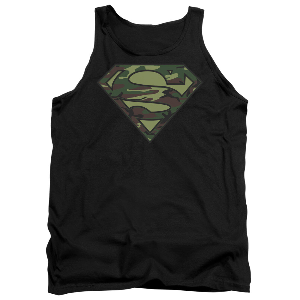 Superman Camo Logo Black Tank Top