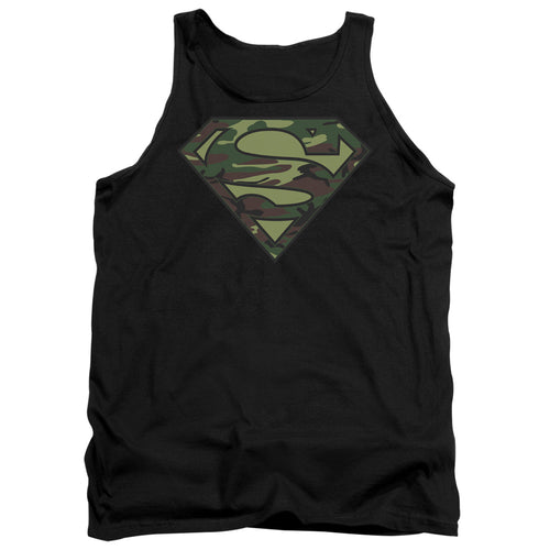 Superman Camo Logo Black Tank Top
