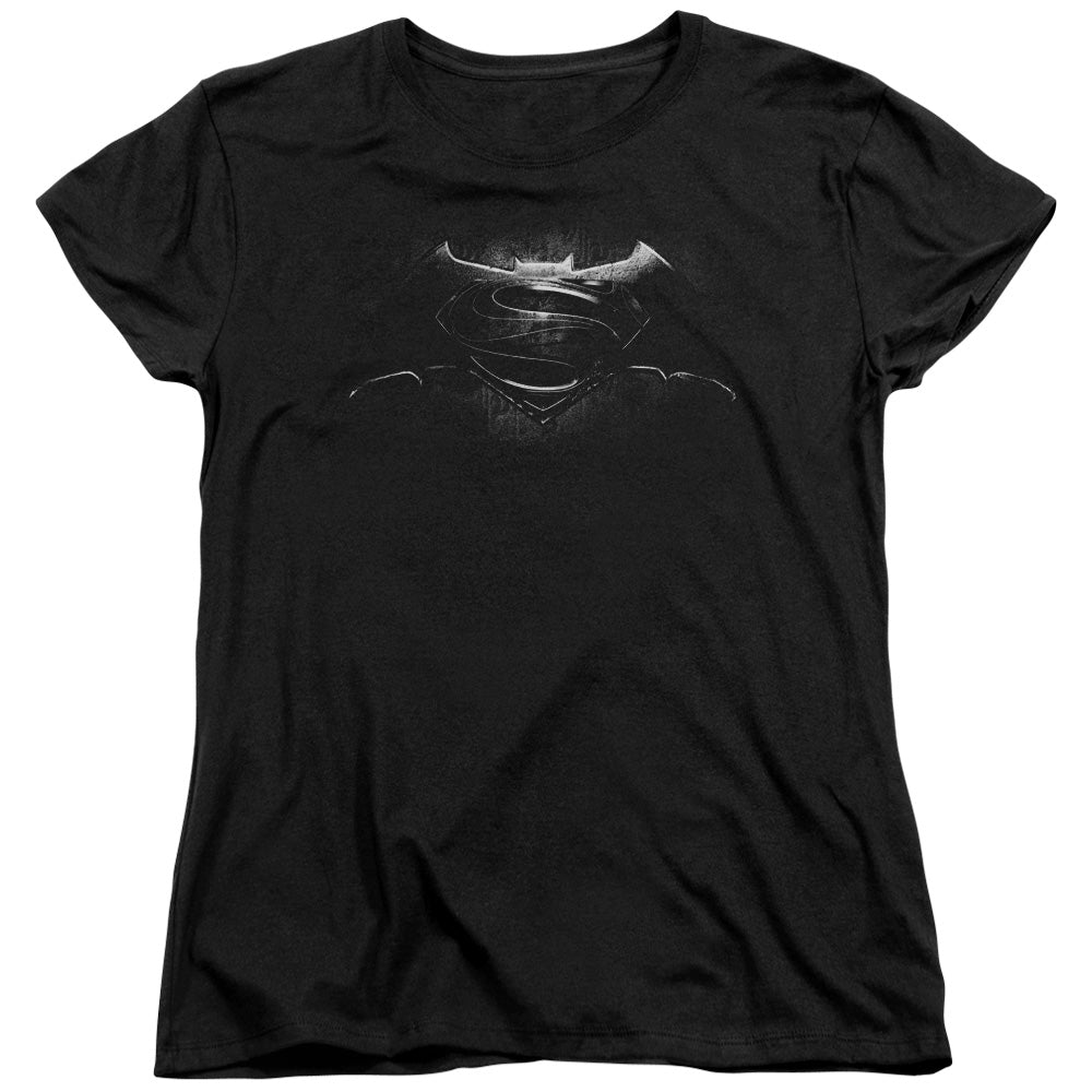 Batman v Superman Bw Logo Womens T-Shirt