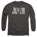 The Batman Joker Text on Gray Long Sleeve T-Shirt