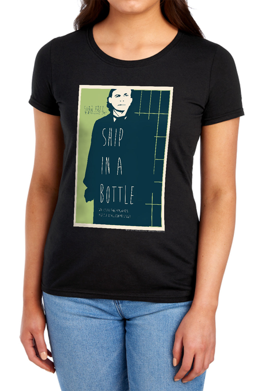 Star Trek Ship in a Bottle Black Womens T-Shirt