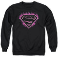 Superman Fuchsia Flames Outline Crewneck Sweatshirt