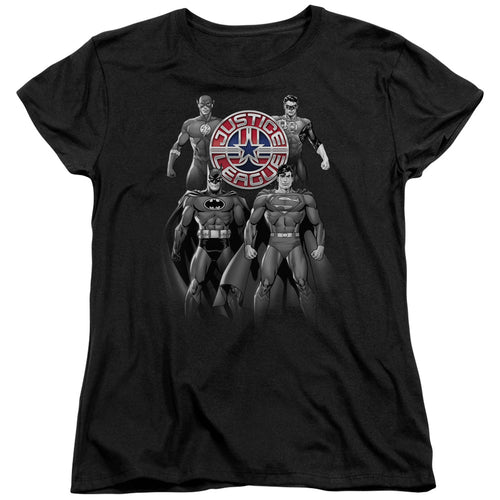 Justice League Shades Of Gray Womens T-Shirt