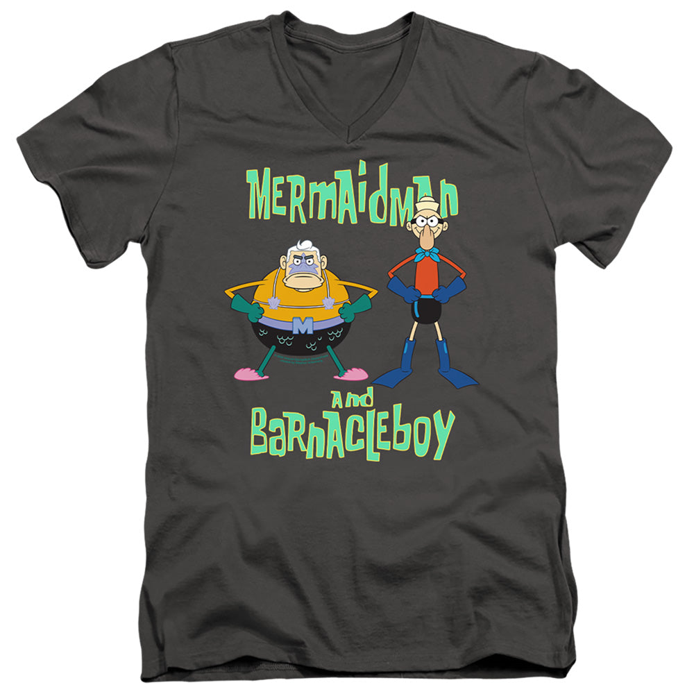 Spongebob Squarepants Mermaid Man and Barnacle Boy V-Neck T-Shirt