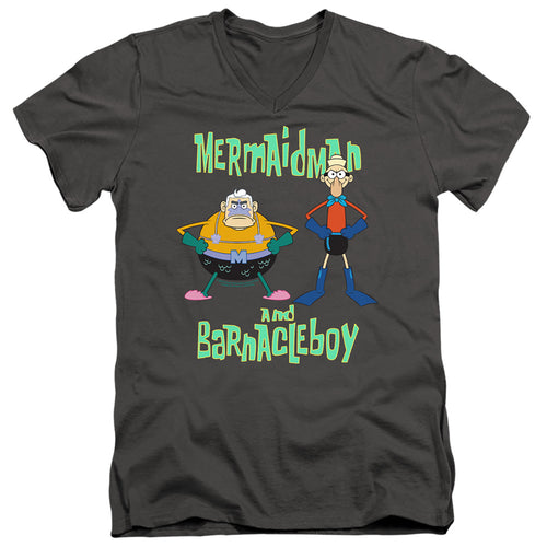 Spongebob Squarepants Mermaid Man and Barnacle Boy V-Neck T-Shirt