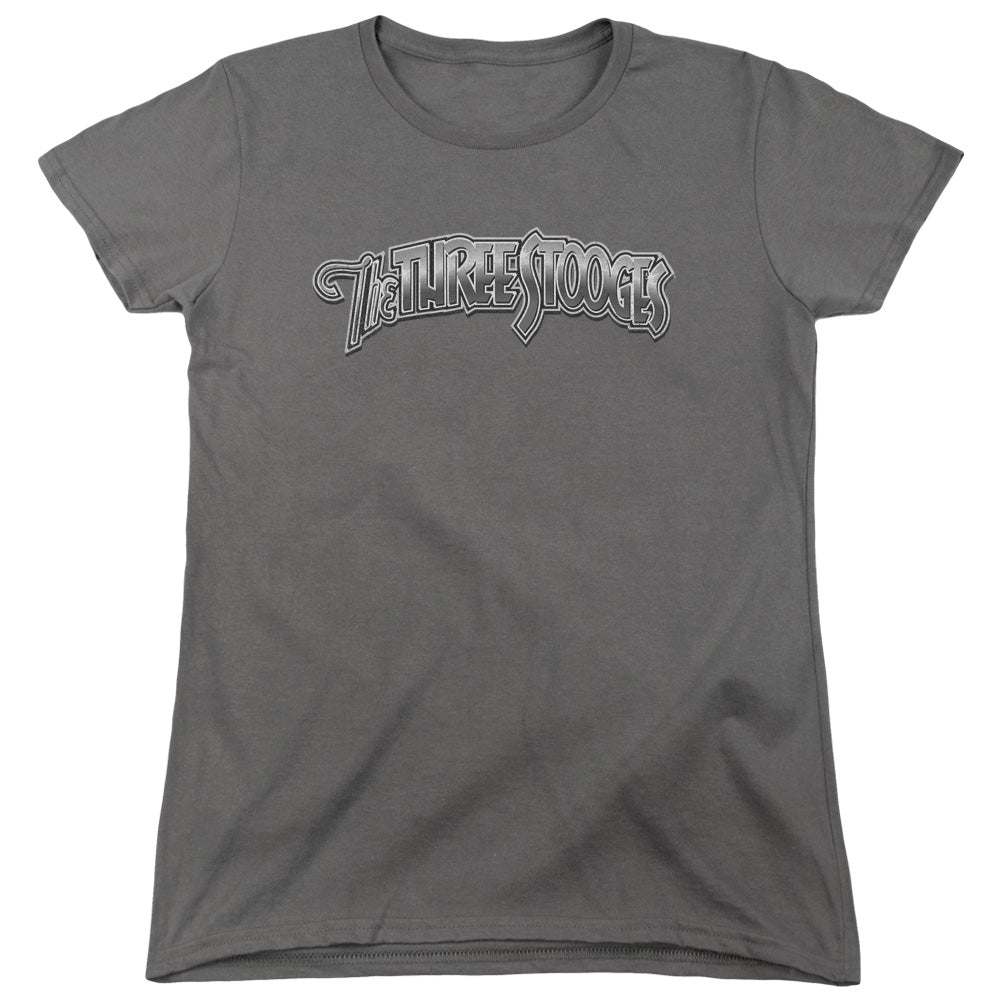 The Three Stooges Metallic Logo Womens T-Shirt
