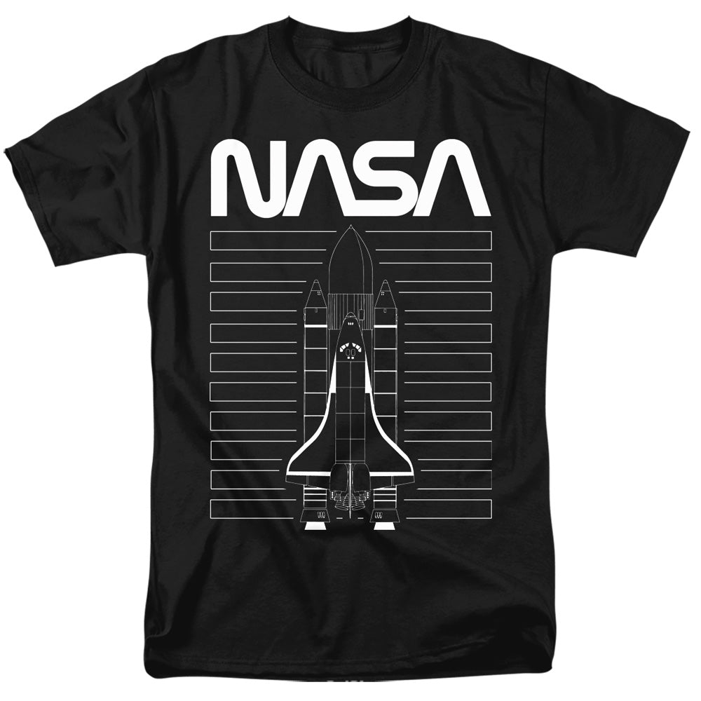 NASA Shuttle Line Art Black T-Shirt