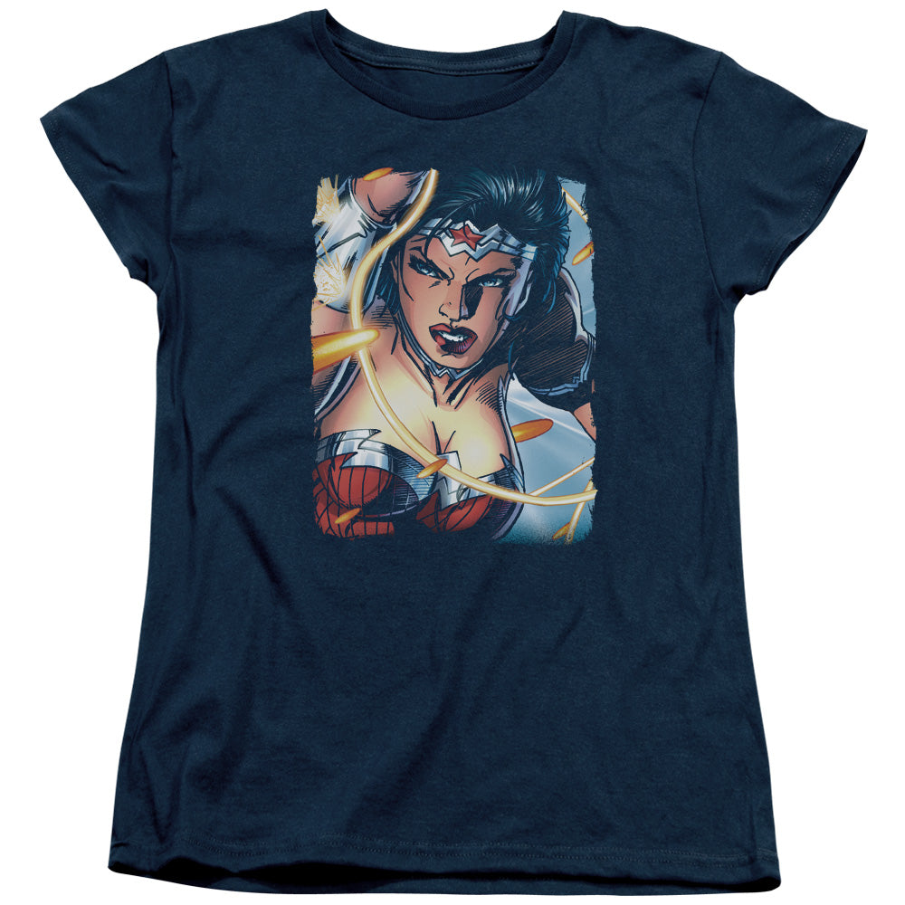 Justice League Scowl Womens T-Shirt