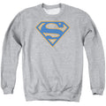 Superman Blue & Orange Shield Athletic Heather Crewneck Sweatshirt
