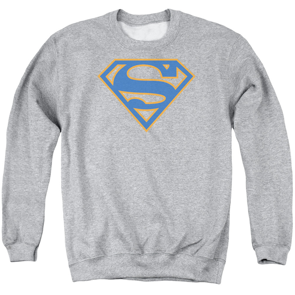 Superman Blue & Orange Shield Athletic Heather Crewneck Sweatshirt