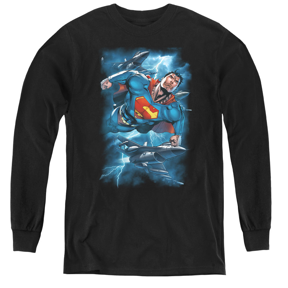 Superman Stormy Flight Youth Long Sleeve T-Shirt