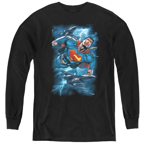 Superman Stormy Flight Youth Long Sleeve T-Shirt