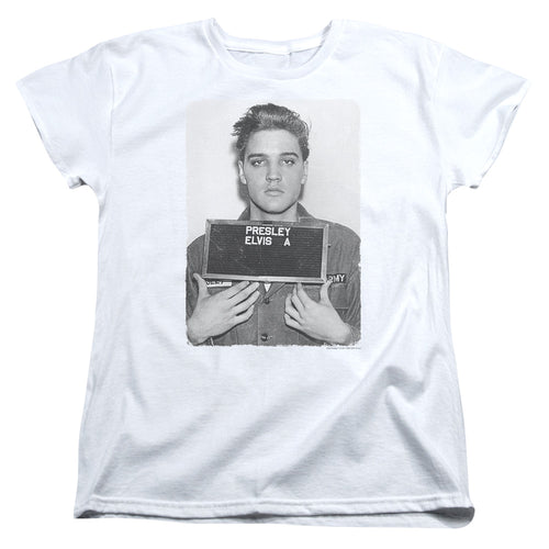 Elvis Presley Army Mug Shot Womens T-Shirt
