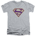 Superman Purple & Gold Shield Athletic Heather V-Neck T-Shirt