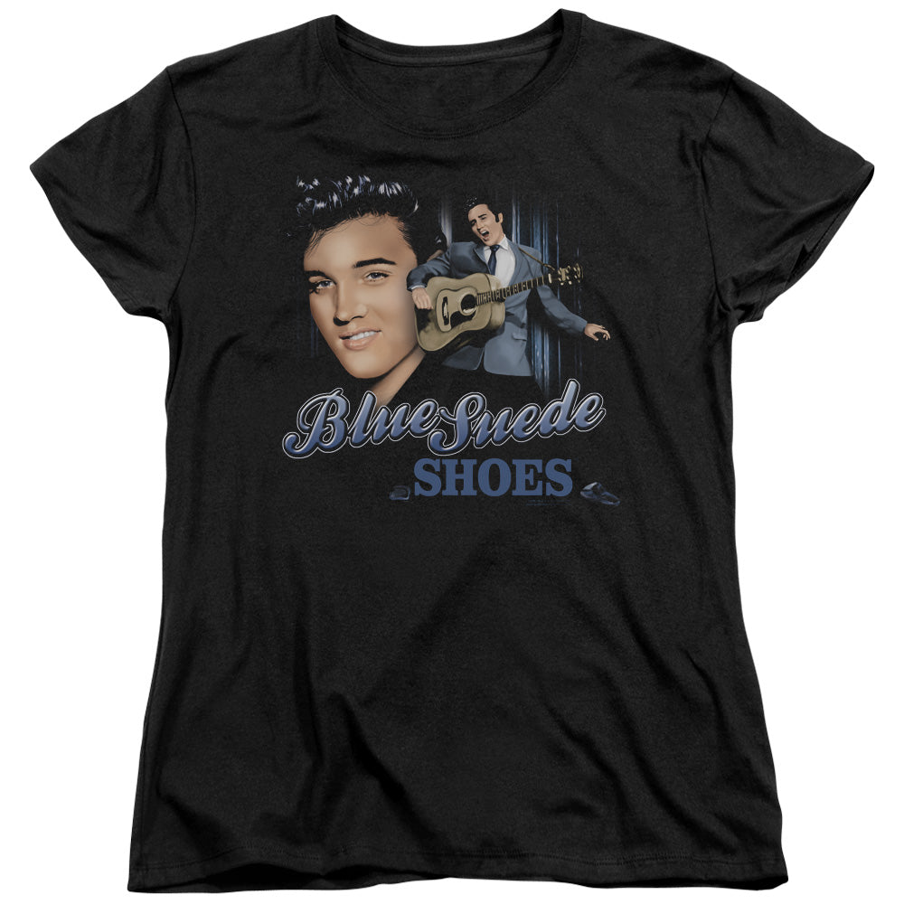 Elvis Presley Blue Suede Shoes Womens T-Shirt