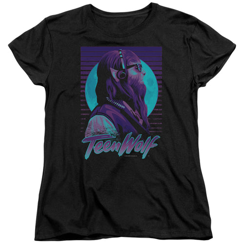 Teen Wolf Headphone Wolf Teal Womens T-Shirt
