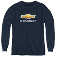 Chevy Bowtie Stacked Navy Youth Long Sleeve T-Shirt
