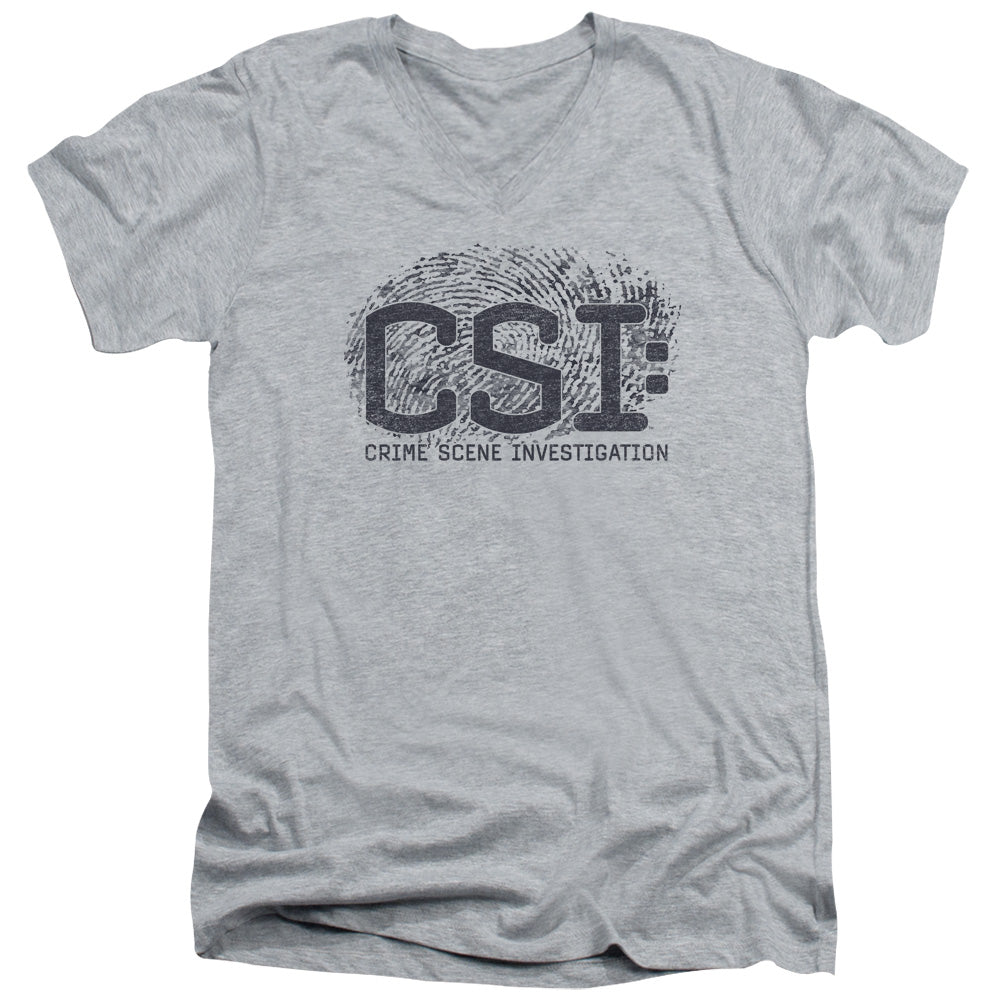 CSI Distressed Logo V-Neck T-Shirt