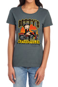 Betty Boop Betty's Motorcycles Charcoal Womens T-Shirt
