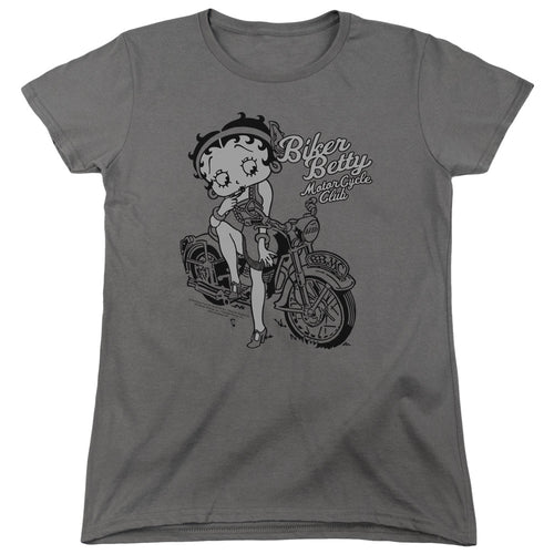 Betty Boop Biker Betty Motorcycle Club Womens T-Shirt