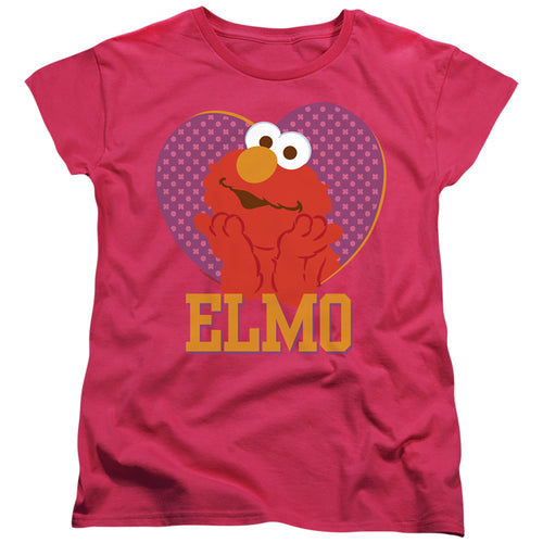Sesame Street Patterned Elmo Heart Womens T-Shirt