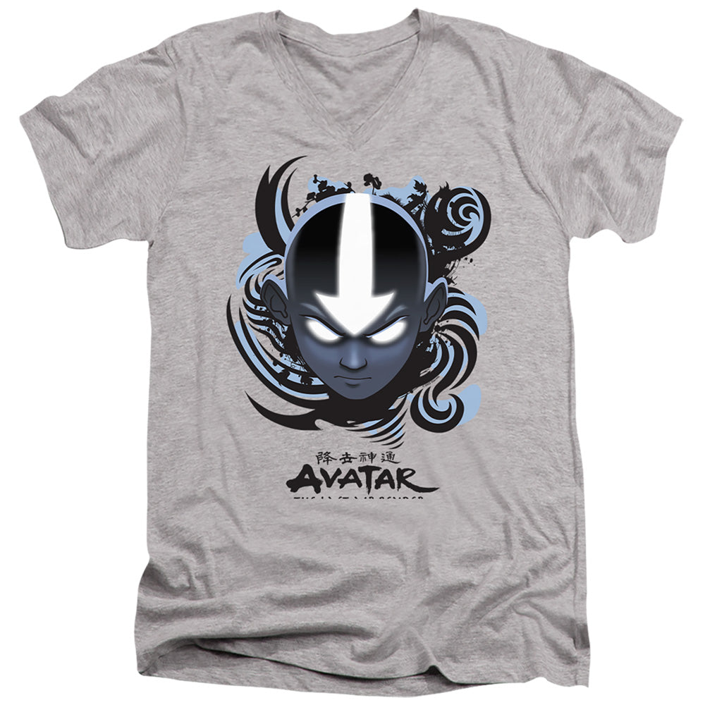 Avatar: The Last Airbender Airbender Blue And Black Kanji V-Neck T-Shirt