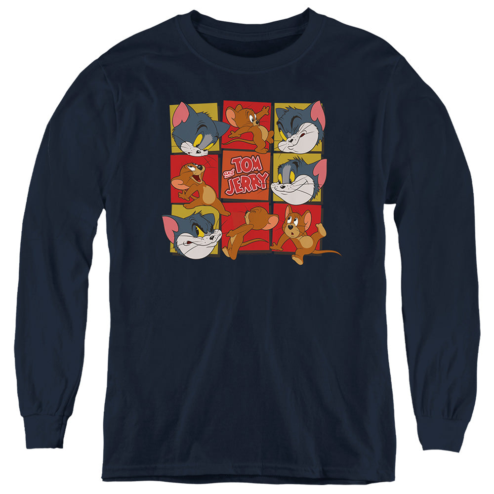 Tom and Jerry Squares Youth Long Sleeve T-Shirt
