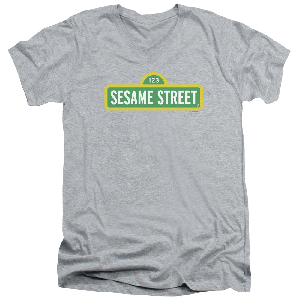 Sesame Street Logo Athletic Heather V-Neck T-Shirt