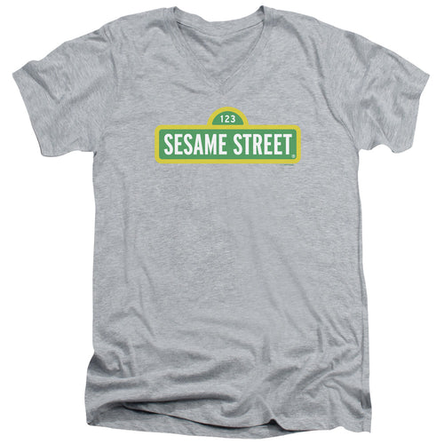 Sesame Street Logo Athletic Heather V-Neck T-Shirt