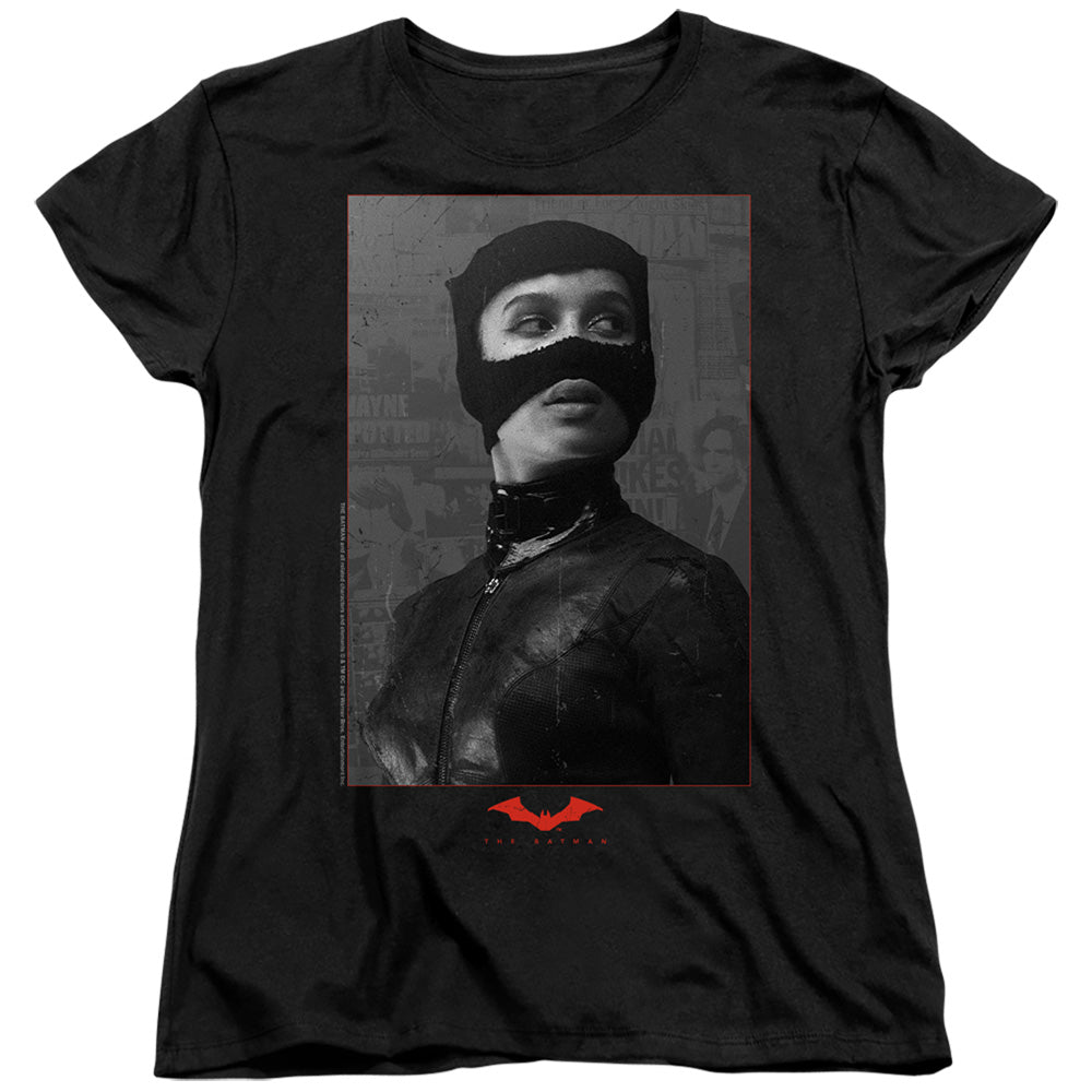 The Batman Catwoman Worn Portrait Womens T-Shirt