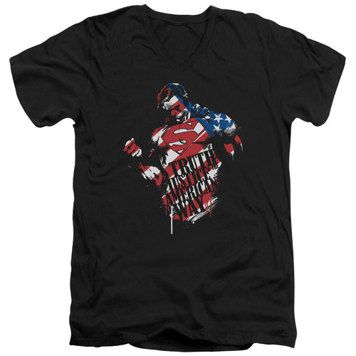 Superman The American Way Text V-Neck T-Shirt
