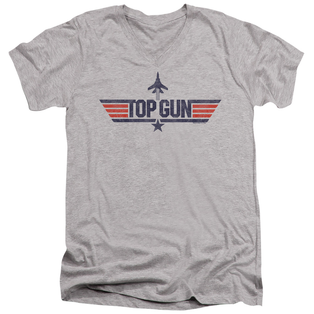 Top Gun Logo Grey V-Neck T-Shirt