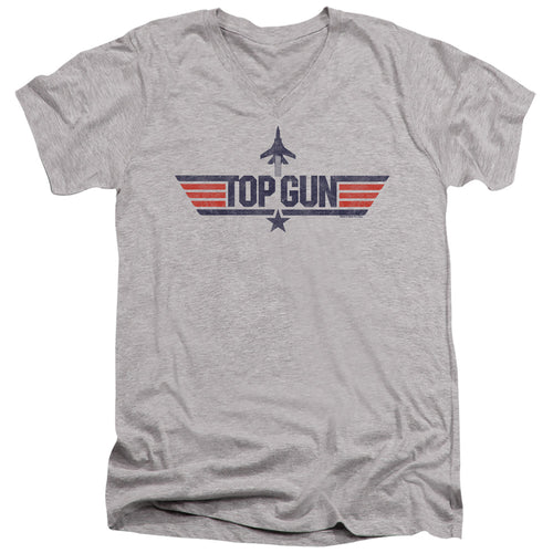 Top Gun Logo Grey V-Neck T-Shirt