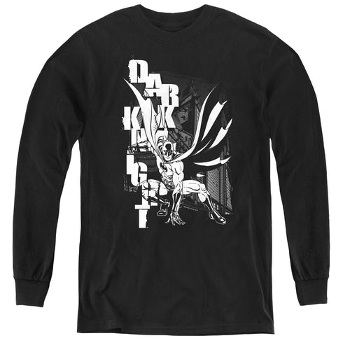 Batman Vertical Letters Youth Long Sleeve T-Shirt