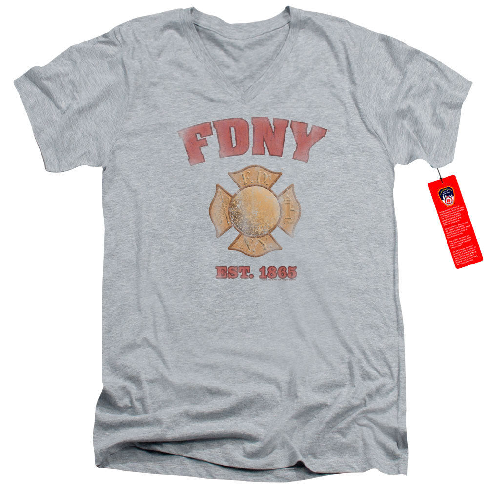 New York City Fdny Vintage Badge V-Neck T-Shirt