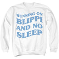 Blippi Running On Blippi And No Sleep Crewneck Sweatshirt