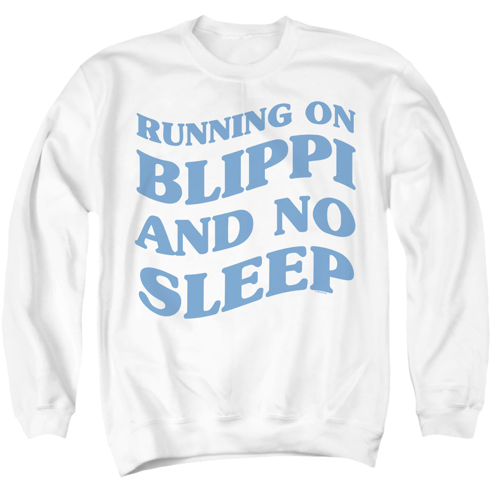 Blippi Running On Blippi And No Sleep Crewneck Sweatshirt