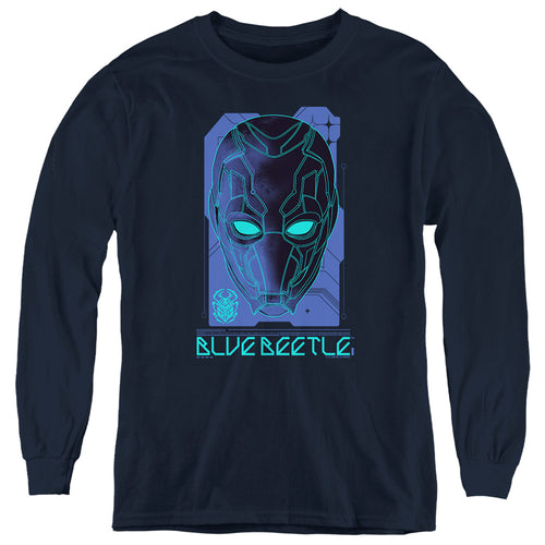 Blue Beetle Large Mask Youth Long Sleeve T-Shirt