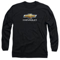 Chevy Bowtie Stacked Black Long Sleeve T-Shirt