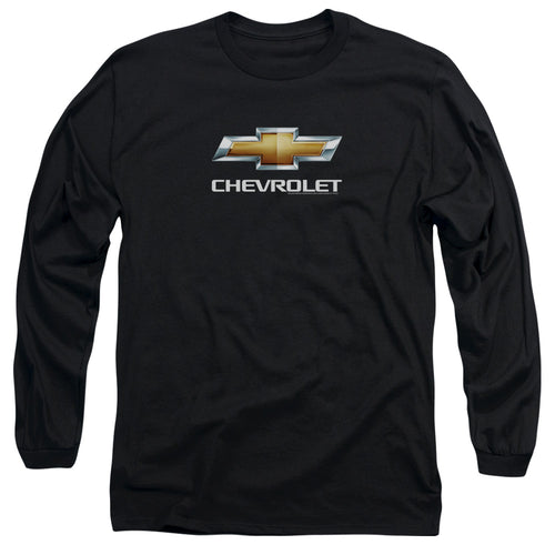 Chevy Bowtie Stacked Black Long Sleeve T-Shirt