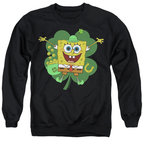 Spongebob Squarepants St. Patrick's Day Spongey Four Leaf Clover Crewneck Sweatshirt