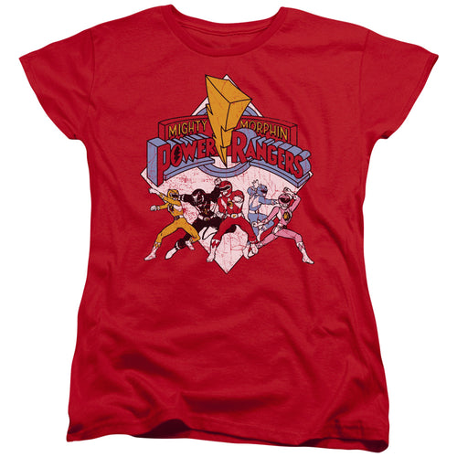 Mighty Morphin Power Rangers Retro Rangers Womens T-Shirt