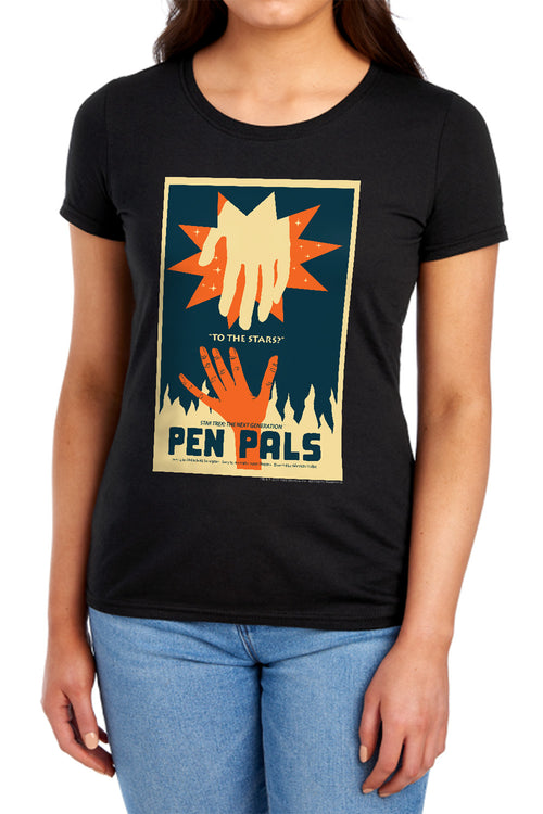 Star Trek Pen Pals Black Womens T-Shirt