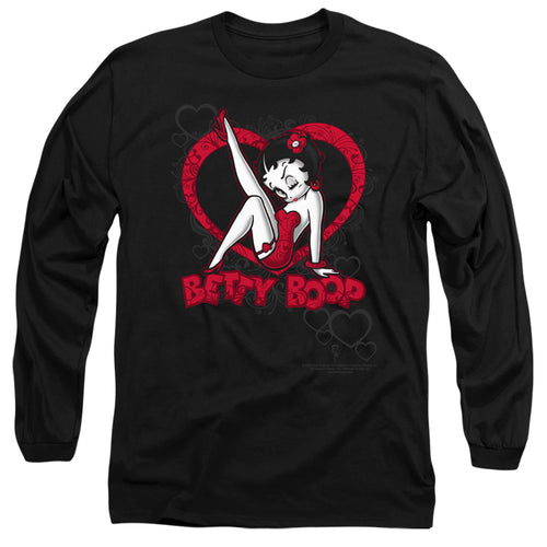 Betty Boop Scrolling Hearts Long Sleeve T-Shirt