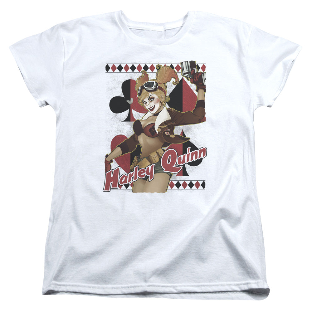 Justice League Harley Bombshetll Womens T-Shirt