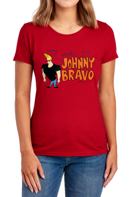 Johnny Bravo Johnny Logo Womens T-Shirt