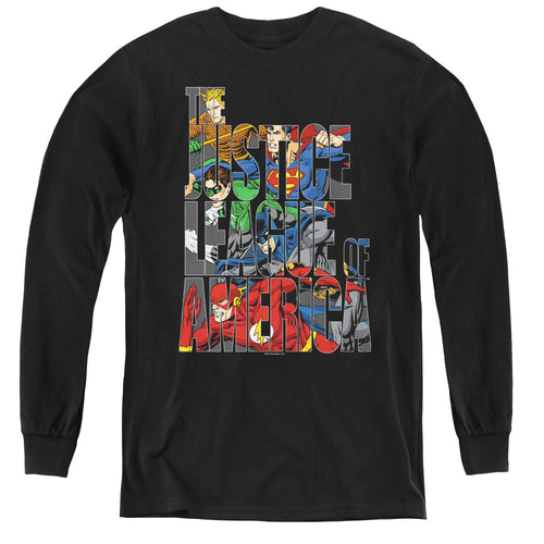 Justice League Lettered League Youth Long Sleeve T-Shirt