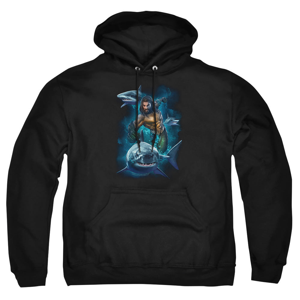 Aquaman Swimming With Sharks Pullover Hoodie