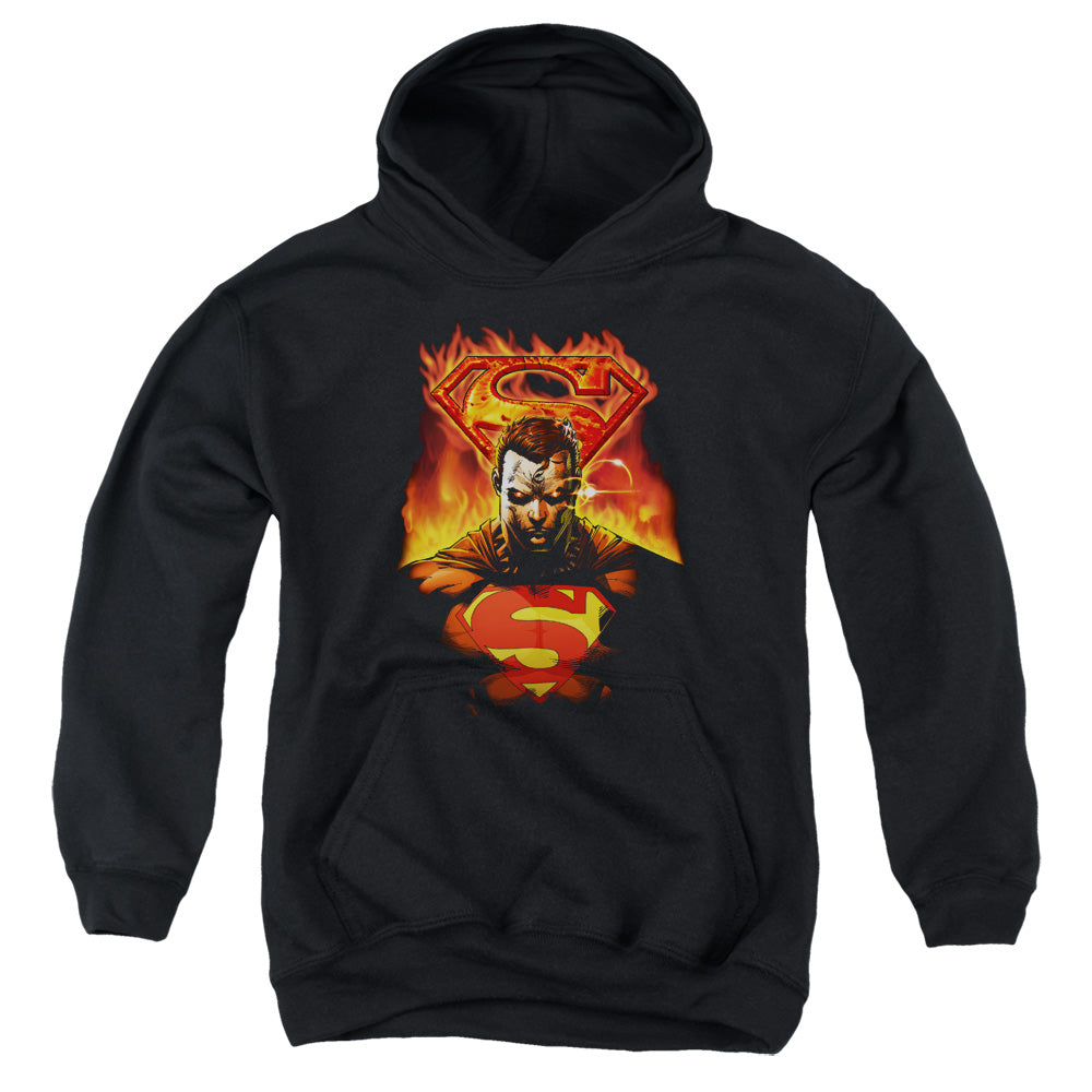 Superman Man on Fire Youth Hoodie