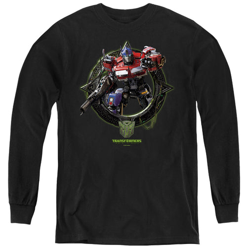 Transformers Optimus Prime Circle Frame Youth Long Sleeve T-Shirt